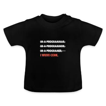 Coder coder funny gift - Baby Organic T-Shirt with Round Neck - black - Front