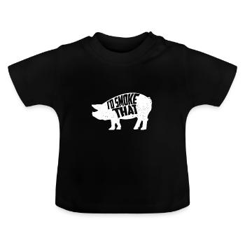Schweinefleisch Metzger grillen - Baby Bio-T-Shirt mit Rundhals - Schwarz - Vorne
