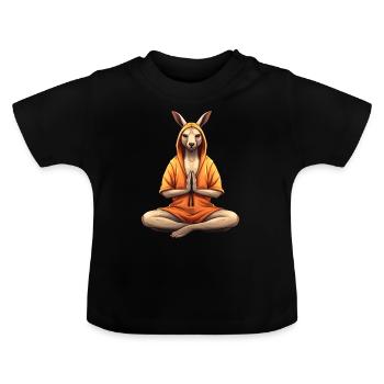 Kangaroos Yoga - Baby Organic T-Shirt with Round Neck - black - Front