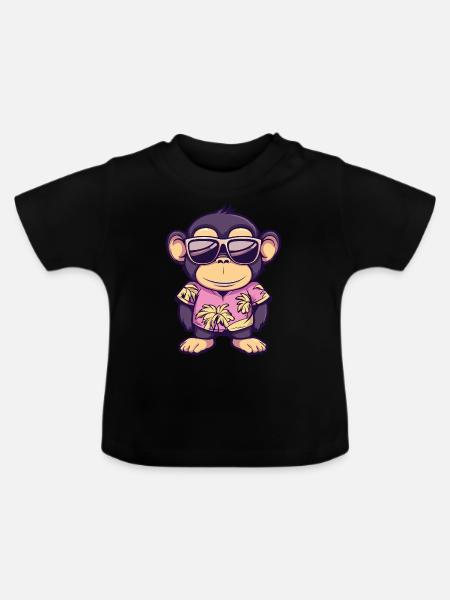 Affe Comic Lustig Sommer - Baby Bio-T-Shirt mit Rundhals - Schwarz