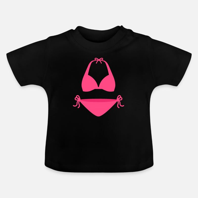 Maillot de bain Bikini Top Cadeau Plage Baignade Eté - T-shirt bio col rond Bébé - noir