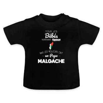 Bébés égaux meilleurs ont un papa Malgache - T-shirt bio col rond Bébé - noir - Devant