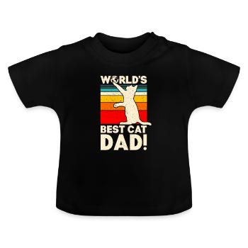 World's Best Cat Dad T-Shirt Funny Cat Dad - Baby Bio-T-Shirt mit Rundhals - Schwarz - Vorne