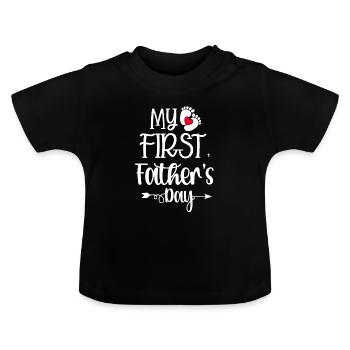 Mon jumelage de la fête des pères - T-shirt bio col rond Bébé - noir - Devant