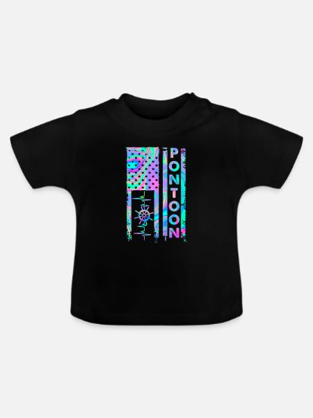 Pontoon American Flag - Baby Bio-T-Shirt mit Rundhals - Schwarz