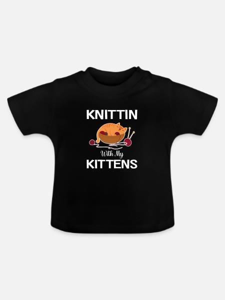 Stricken mit meinen Kätzchen - Baby Bio-T-Shirt mit Rundhals - Schwarz