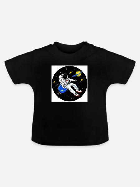 Astronaut - Baby Bio-T-Shirt mit Rundhals - Schwarz