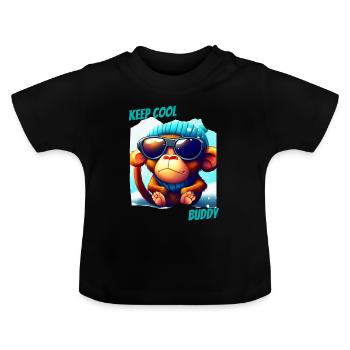singe keep cool buddy - T-shirt bio col rond Bébé - noir - Devant