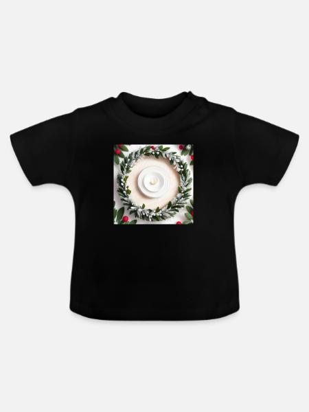 Skandinavischer Stil: Festliches Design - Baby Bio-T-Shirt mit Rundhals - Schwarz