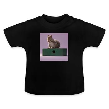 Squirrel Eichhörnchen - Baby Organic T-Shirt with Round Neck - black - Front