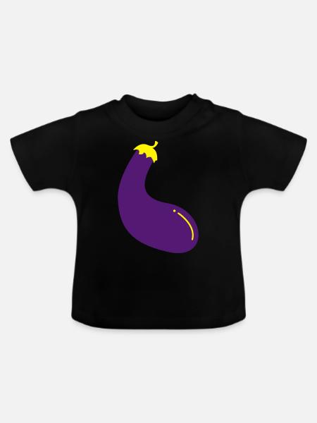 Aubergine - Baby Bio-T-Shirt mit Rundhals - Schwarz