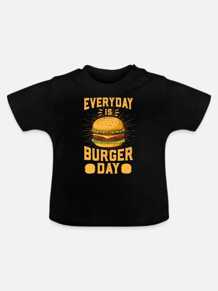 Everyday Is Burger Day - Baby Bio-T-Shirt mit Rundhals - Schwarz