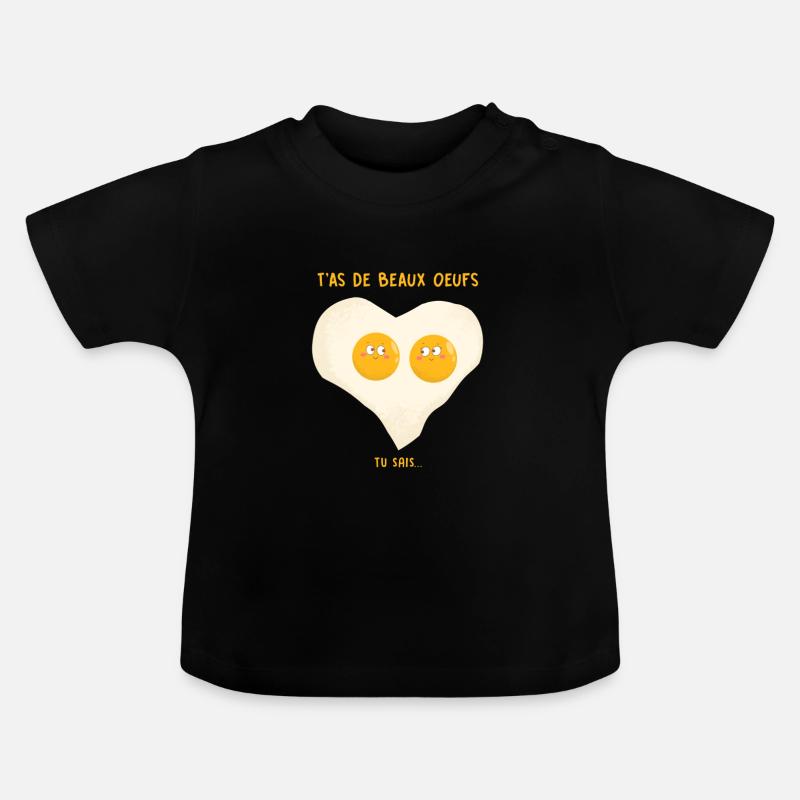 oeufs amoureux - T-shirt bio col rond Bébé - noir