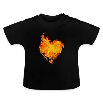 Flammendes Herz - Baby Bio-T-Shirt mit Rundhals - Schwarz - Vorne