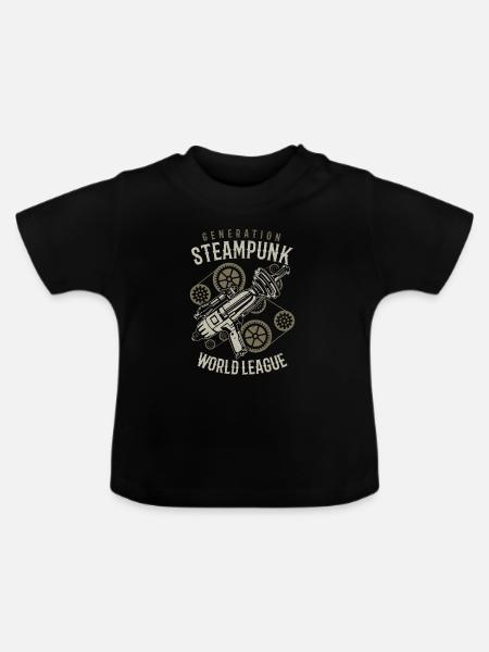 Steampunk (steampunk) - Ekologiczna koszulka niemowlęca z okrągłym dekoltem - czarny