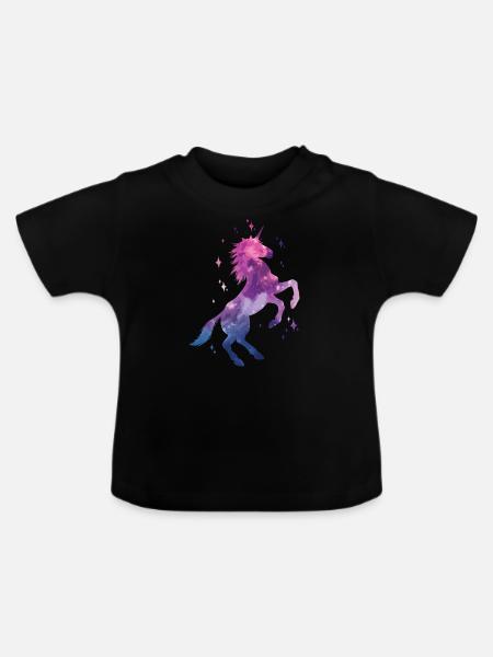 Galaxie Einhorn - Baby Bio-T-Shirt mit Rundhals - Schwarz