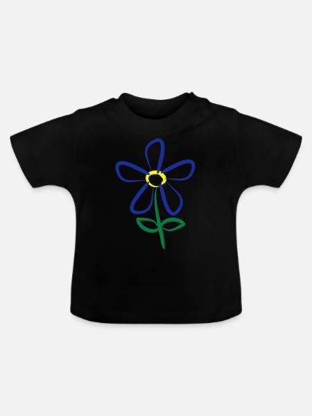 Blume - Baby Bio-T-Shirt mit Rundhals - Schwarz