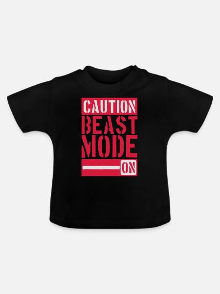 Caution Beast Mode On - Baby Bio-T-Shirt mit Rundhals - Schwarz