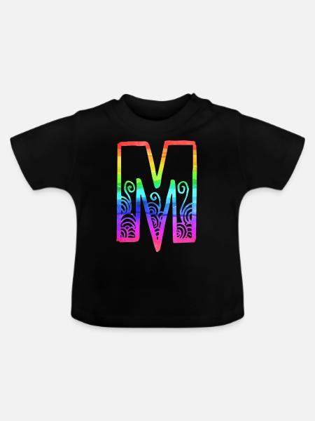 regenbogen m - Baby Bio-T-Shirt mit Rundhals - Schwarz