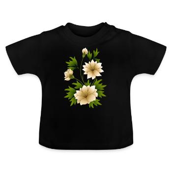 fleurs - T-shirt bio col rond Bébé - noir - Devant