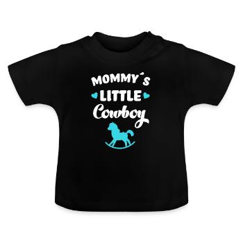 Le petit cow-boy de maman équitation bébé chevaux - T-shirt bio col rond Bébé - noir - Devant