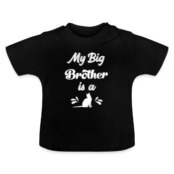 Mein großer Bruder ist eine Katze Katzen Baby - Baby Bio-T-Shirt mit Rundhals - Schwarz - Vorne