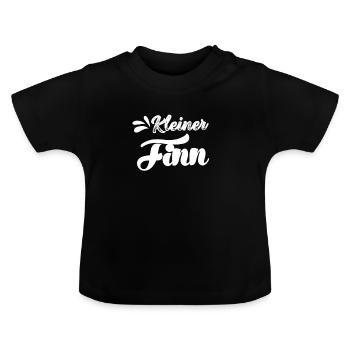 Kleiner Finn personalisierbarer Body Geburtsdaten - Baby Bio-T-Shirt mit Rundhals - Schwarz - Vorne