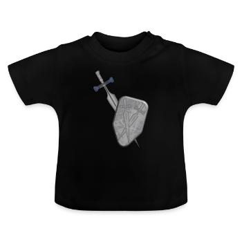 Schwert und Schild - Baby Bio-T-Shirt mit Rundhals - Schwarz - Vorne