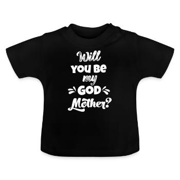 Demander aux marraines Veux-tu être ma marraine - T-shirt bio col rond Bébé - noir - Devant