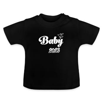 Bébé 2023 La grossesse annoncer bébé naissance - T-shirt bio col rond Bébé - noir - Devant