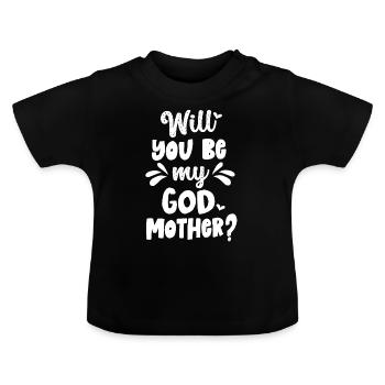 Voulez-vous demander à ma marraine sa marraine - T-shirt bio col rond Bébé - noir - Devant