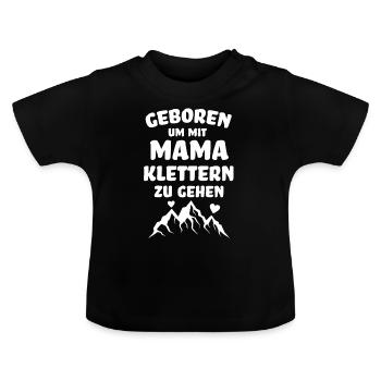 Geboren um mit Mama klettern zu gehen Kletterer - Baby Bio-T-Shirt mit Rundhals - Schwarz - Vorne