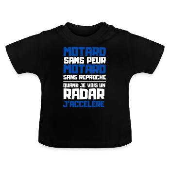 Motard sans peur - T-shirt bio col rond Bébé - noir - Devant