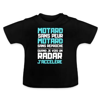 Motard sans peur - T-shirt bio col rond Bébé - noir - Devant