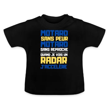 Motard sans peur - T-shirt bio col rond Bébé - noir - Devant