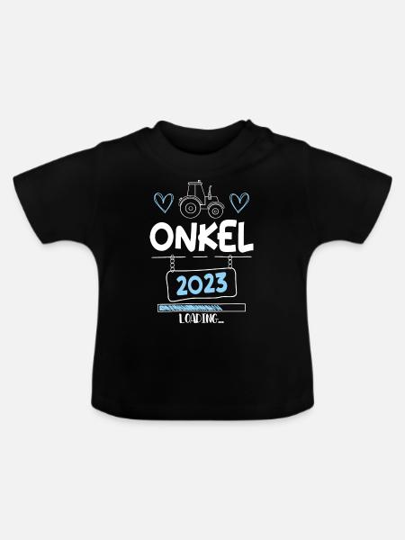 Onkel 2023 Loading - Baby Bio-T-Shirt mit Rundhals - Schwarz