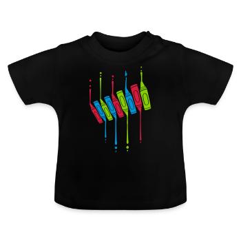 Crayons Drops Cool Design - Baby Organic T-Shirt with Round Neck - black - Front