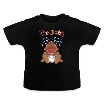 BABY CRYING, Newborn, New Mum, New Baby, Cry Baby - Baby Organic T-Shirt with Round Neck - black - Front