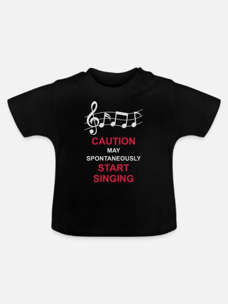 may spontaneously start singing - Baby Bio-T-Shirt mit Rundhals - Schwarz