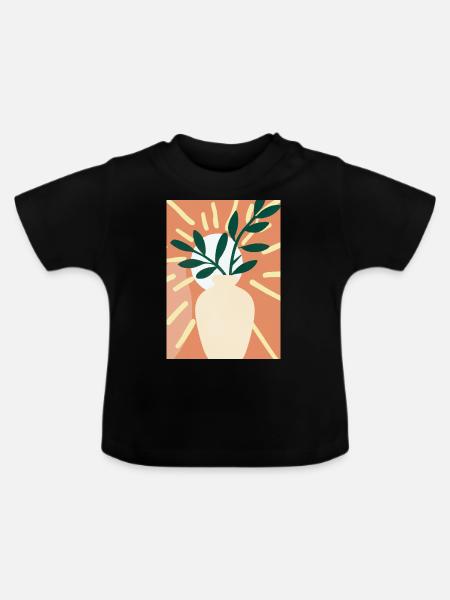 Florale Blumenformen - Baby Bio-T-Shirt mit Rundhals - Schwarz