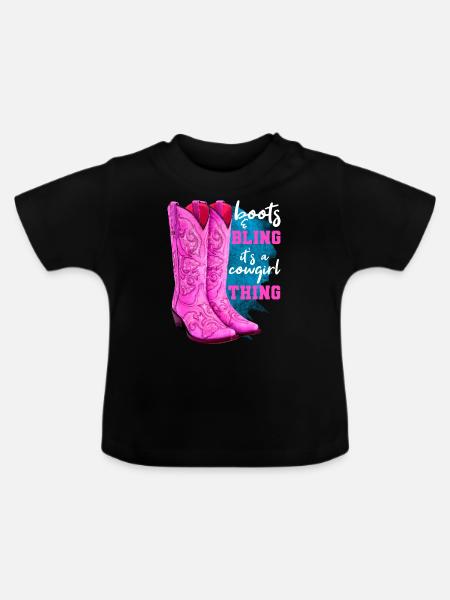 Stiefel und Bling - Baby Bio-T-Shirt mit Rundhals - Schwarz