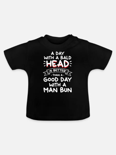 Frisur Kahlkopf Bart - Baby Bio-T-Shirt mit Rundhals - Schwarz