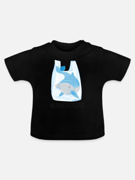 Bitte kein Plastik - Dolphin - Baby Bio-T-Shirt mit Rundhals - Schwarz