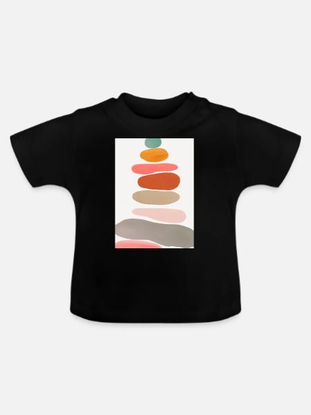 Ausgleichende Steine - Baby Bio-T-Shirt mit Rundhals - Schwarz