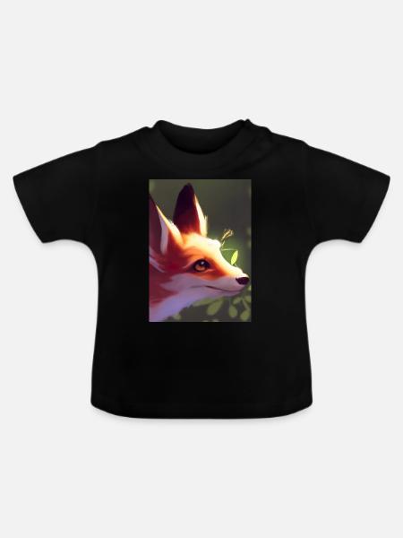 Niedliche Fuchs-Malerei - Baby Bio-T-Shirt mit Rundhals - Schwarz
