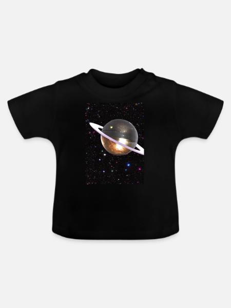 Funky Planet - Baby Bio-T-Shirt mit Rundhals - Schwarz