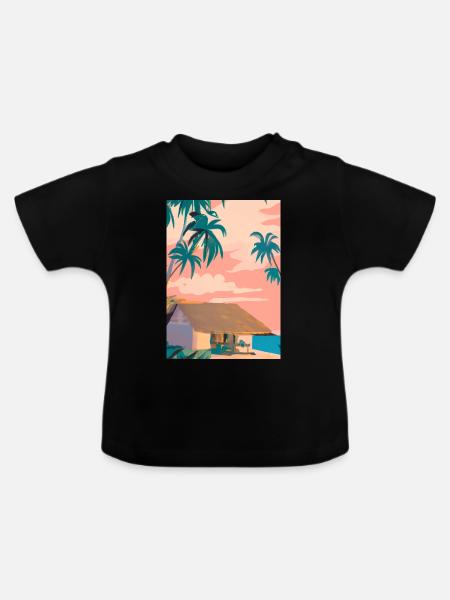 Hawaii Malerei - Baby Bio-T-Shirt mit Rundhals - Schwarz