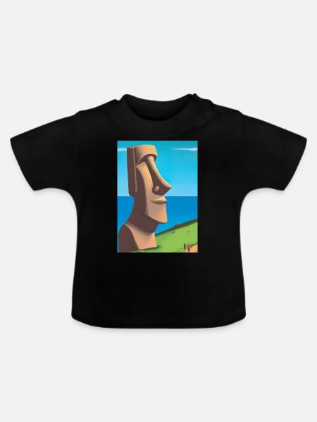 Monumentale Moai-Statuen - Baby Bio-T-Shirt mit Rundhals - Schwarz
