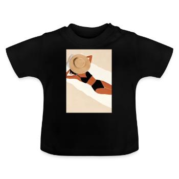 Frauen Sommerhut Bikini - Baby Bio-T-Shirt mit Rundhals - Schwarz - Vorne
