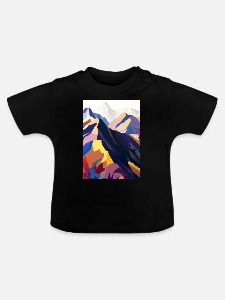 Bunte Berge - Baby Bio-T-Shirt mit Rundhals - Schwarz